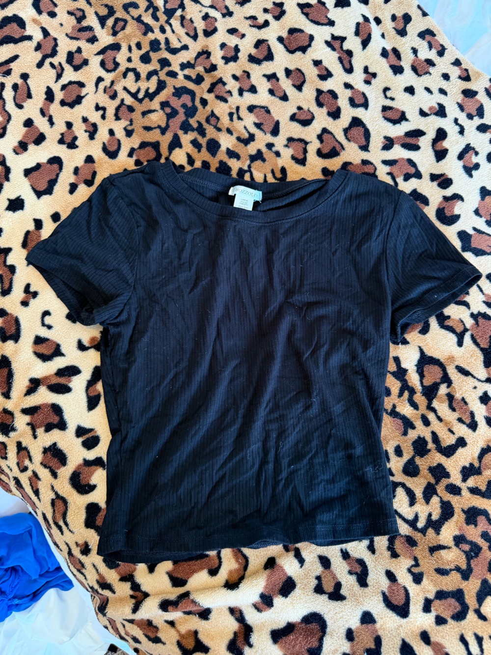 Bozzolo Black Ribbed Short Sleeve Tee